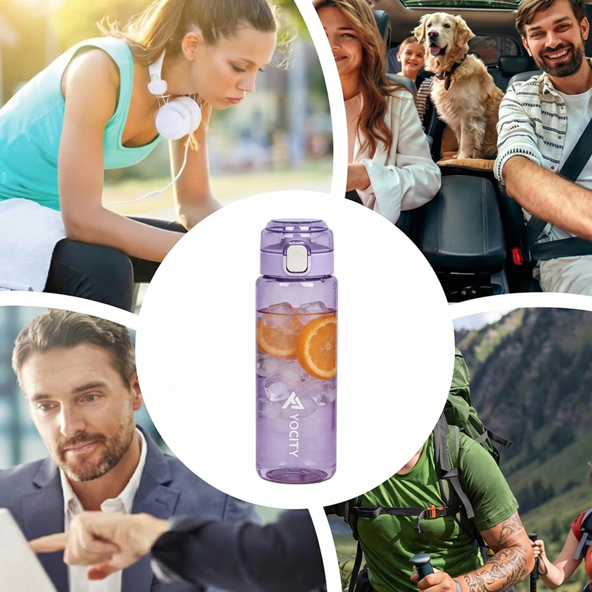 18.6/25.36oz Sports Water Bottle with Time Marker Portable Leak-Proof Tritan Cup for Outdoor Activities Fitness Hydration Bottle
