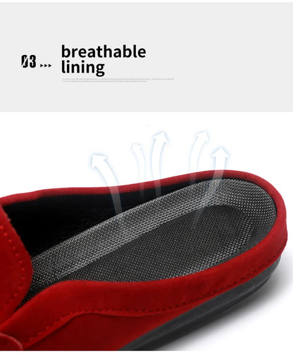 Fashion Red Men's Half Shoes Summer Lightweight Casual Shoes For Men Flat Slippers Comfortable Soft Slip-on Shoes Man Loafers