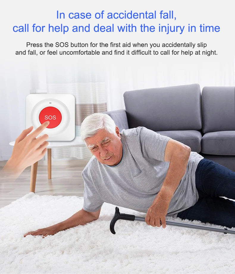 Smart Tuya WiFi/Zigbee Emergency SOS Button Wireless Call Button for Elderly and Patients Safety Alert System for Quick Help