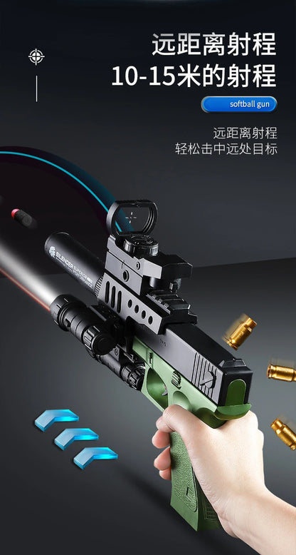Summer Outdoor Ejecting Shell Pistol Soft Bullet Toy Gun Outdoor Game Boys Gift Weapon Armas Shoot Kids Safety Fun Design Gifts