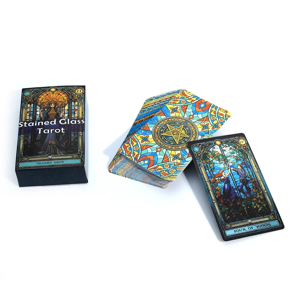 Tarot Cards Stained Glass Tarot Deck Divination and Insight Explore the Mystical World of Tarot Cards Oracle Card Board Game