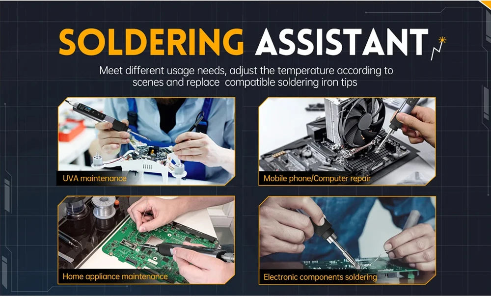 FNIRSI HS-02 Electric Soldering Iron PD100W Power Adjustable 100-450 ℃ Temperature Rapid Heating Repair Portable Toolbox Kit
