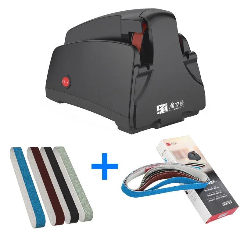 Electric Belt Knife Sharpener for Home, 120# 320# 600# 1000# Grit, Fast Sharpening & Polishing