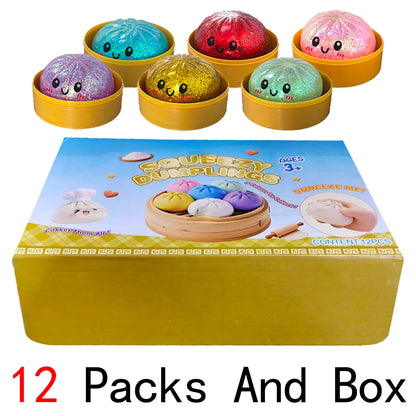 Giant Dumpling Squishies Bun Toy, Slow Rising Glitter Dumpling Stress Ball, Stress Relief Fidget Toy for Home Office toys