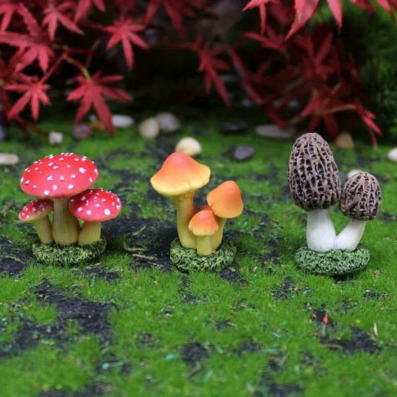 2Pcs Creative Garden Decor Artificial Gift Simulation Mushroom Statue Resin Home Decoration