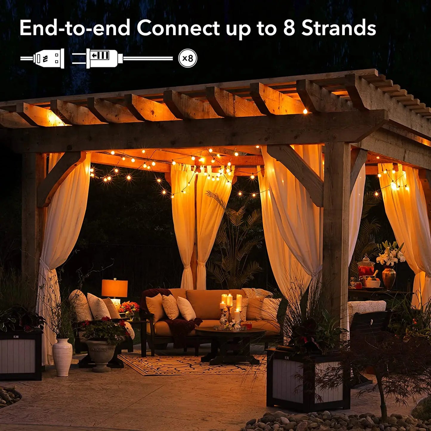 G40 LED Globe String Lights Outdoor EU Plug, IP65 Plastic Bulbs, Balcony Garland Fairy Lamps for Wedding Christmas Party Decor