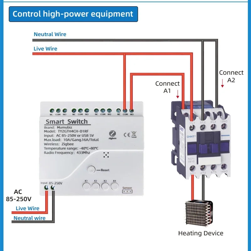 Tuya Zigbee 4 Gang Smart Switch with Temperature or Humidity Sensor Passive Dry Contact 32V 250V Switch Relay Alexa Compatible