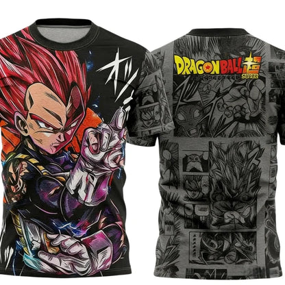 Summer 2026 Dragon Ball Vegeta "Super Saiya God" Comic Themed 3D Print Breathable Quick Drying T-shirt Adult Parent Top