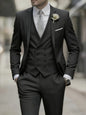 Men's Business Formal Suit 3-Piece Single Breasted Notch Lapel Solid Double Breasted Vest Elegant Office Party Wedding