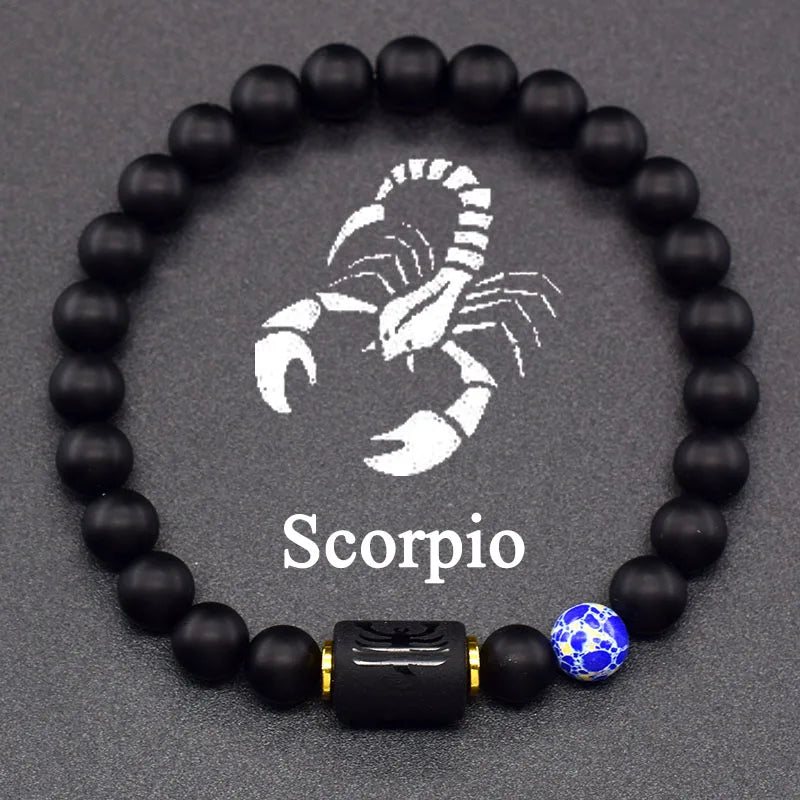 12 Zodiac Constellation Signs Bracelets for Men Women Real Natural Tiger Eye Stone Bead Bracelet Leo Taurus Charm Couple Jewelry