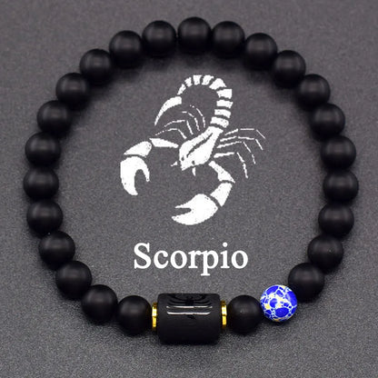 12 Zodiac Constellation Signs Bracelets for Men Women Real Natural Tiger Eye Stone Bead Bracelet Leo Taurus Charm Couple Jewelry