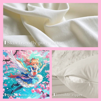 Kawaii P-Pucca Anime Cushion Cover Pillowcase Anti-dustmite Invisible Zipper Short Plush Sofa Cushion