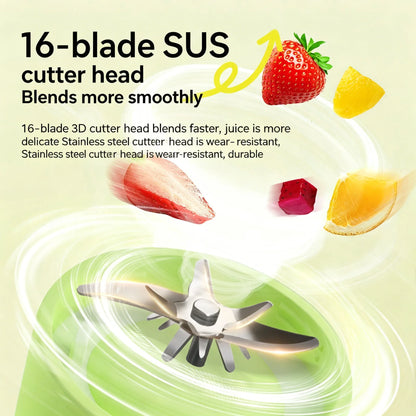 500ML 16 Stainless Blades Wireless USB Rechargeable Portable Blender with Lid Fruit Vegetable Smoothie Orange Juicer Mixer