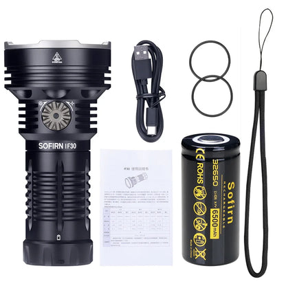Sofirn IF30 12000lm SFT40 LED Flashlight Powerful 32650 Battery Lanterna USB C Rechargeable Torch Outdoor Light IPX8 Waterproof