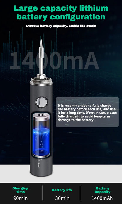 1400mah USB Soldering Iron Wireless Charging Electric Soldering Iron Fast Charging Rechargeable Portable Repair Welding Tools