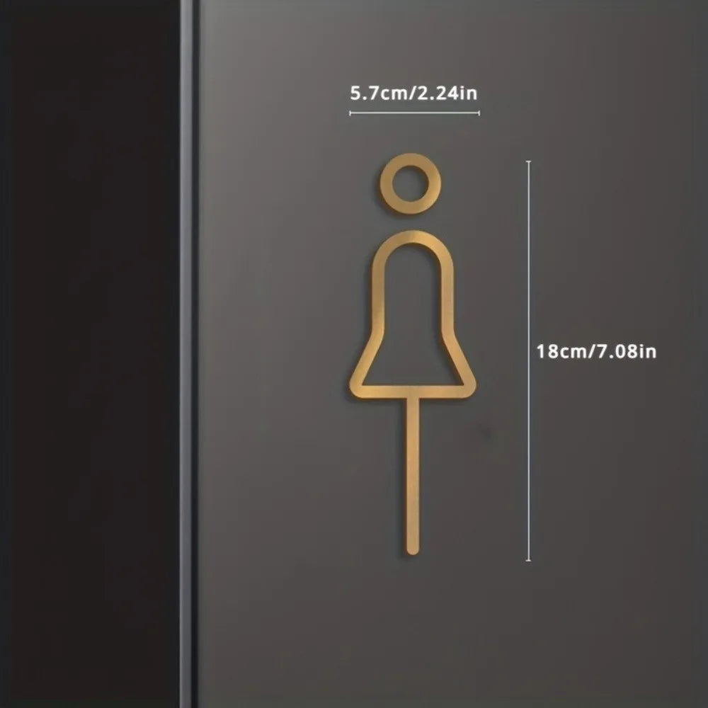 Fashion Black Gold Color Toilet Sign Plate Brass Wash Room Door Wall Label Sticker Wc Holder Signage Board