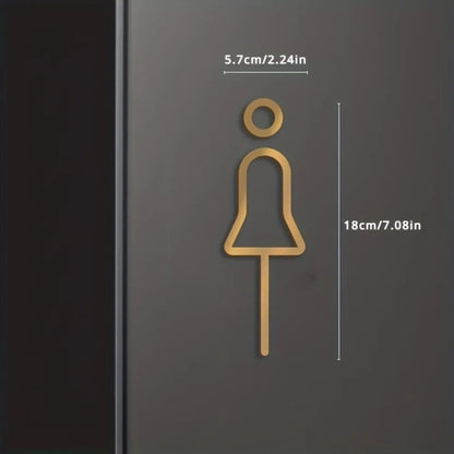 Fashion Black Gold Color Toilet Sign Plate Brass Wash Room Door Wall Label Sticker Wc Holder Signage Board