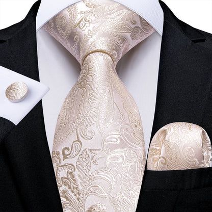 Black And Silver Paisley Floral Men's Ties Gray Blue Pink Wedding Accessories Neck Tie Set Handkerchief Cufflinks Gift For Men
