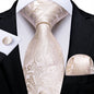 Black And Silver Paisley Floral Men's Ties Gray Blue Pink Wedding Accessories Neck Tie Set Handkerchief Cufflinks Gift For Men