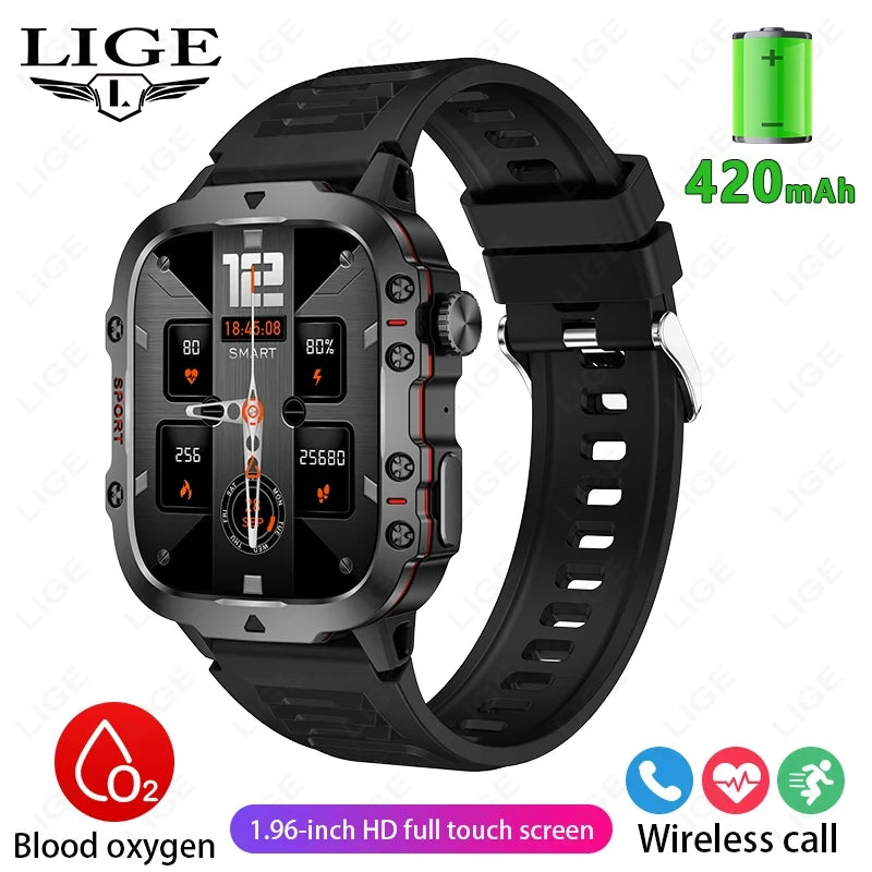LIGE 2025 dla Xiaomi Wojskowy Smartwatch Męski IP68 5ATM Zewnętrzny Sportowy Monitor Fitness i Zdrowia 1.81 Cala Rozmowy BT Smartwatch
