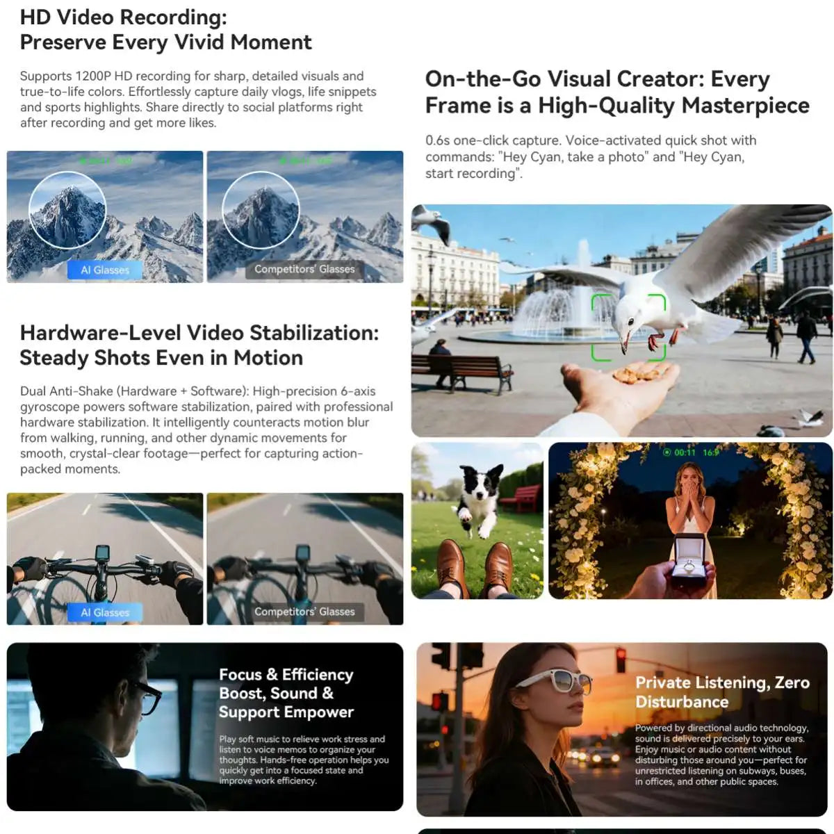 2026New AI Smart Glasses Minimalist Premium Bluetooth Calling Real-time Translation/4K Video Ultra-light TR90 Compatible Eyewear