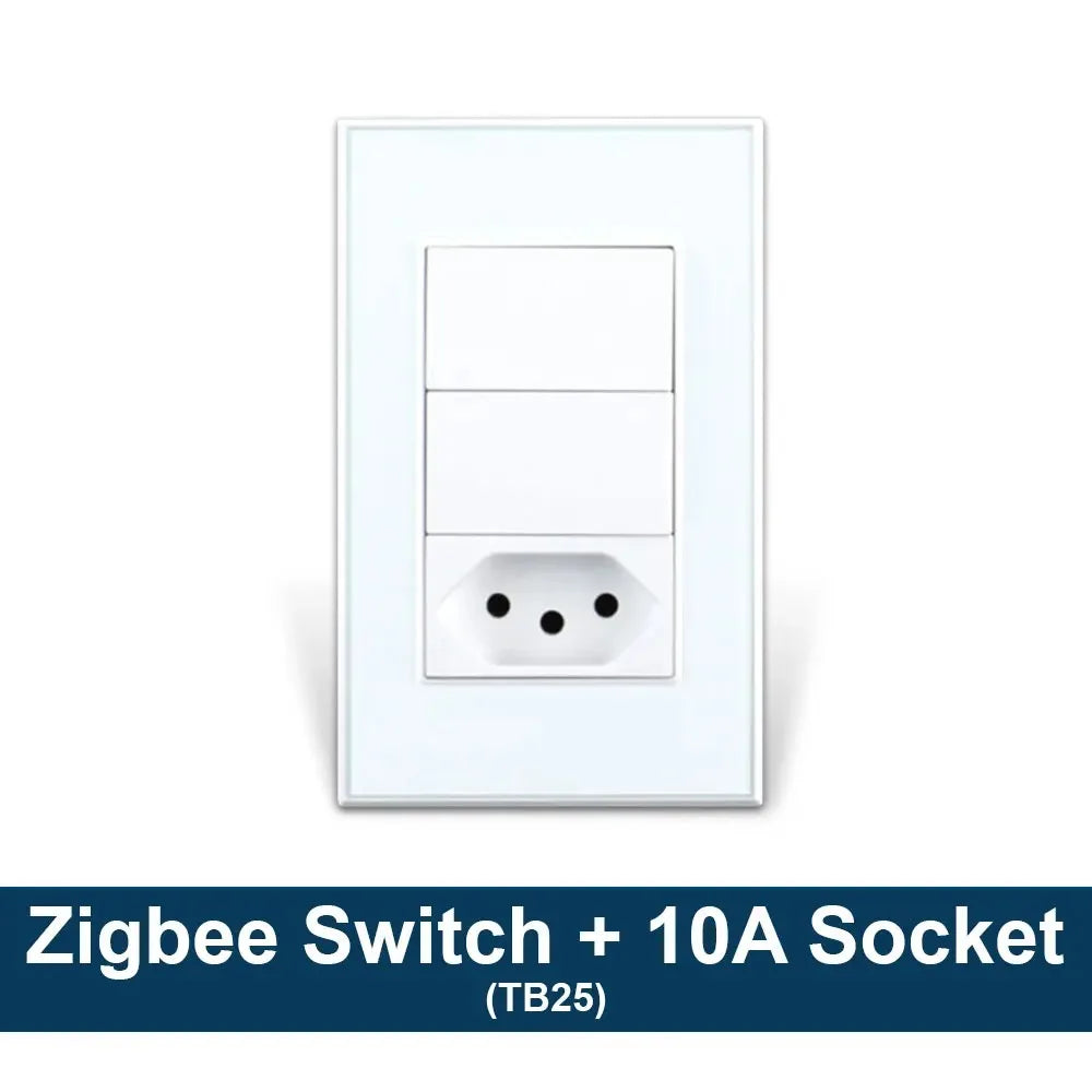 Zemismart Zigbee Smart 10A 20A Brazil Socket Light Switch with Outlets Work with Tuya Smart Life App Alexa Google Home Control