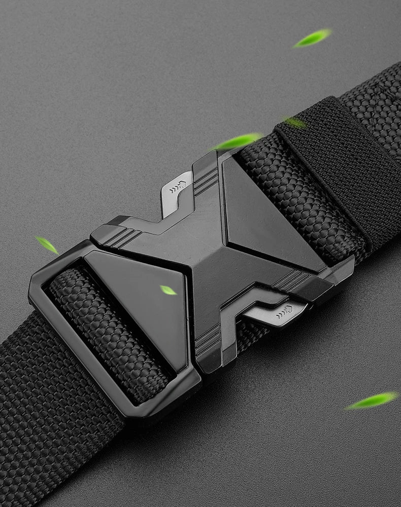 Automatic Buckle Tactical Belts Men's Woven Nylon Military Belt Durable Black Outdoor Army Hunting Golf Waist Belt