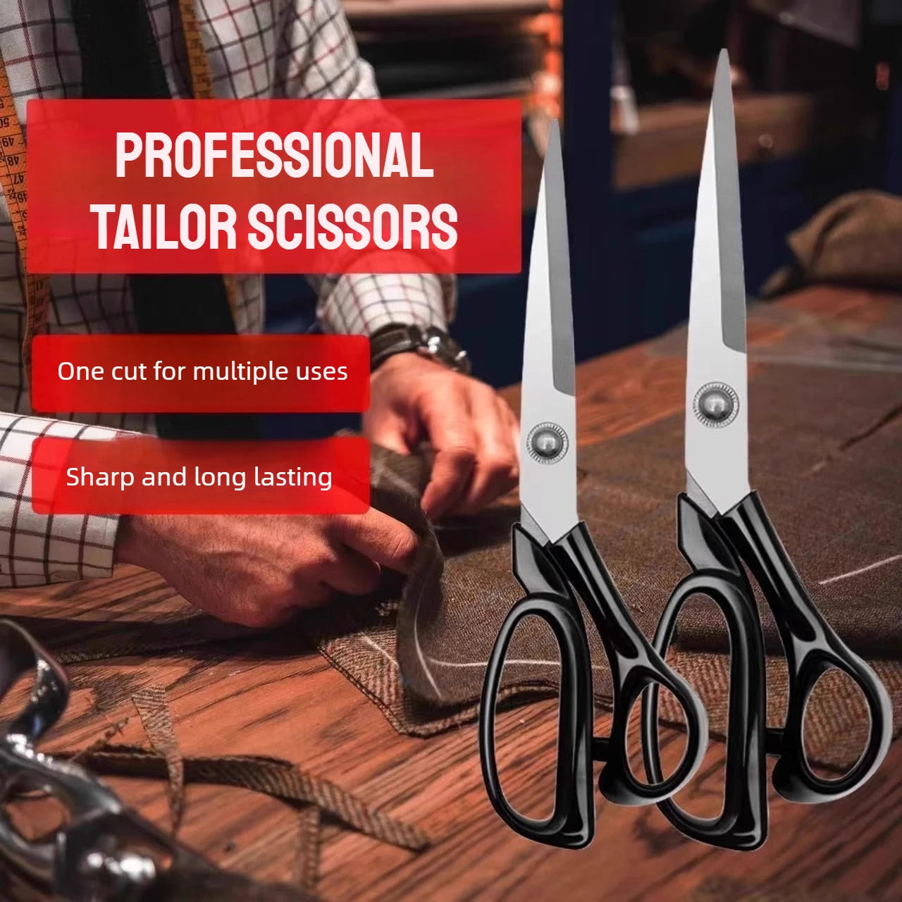 10 Inch Stainless Steel Tailor Shears for Fabric Leather Cutting Professional Sewing Craft DIY Apparel Making Tool Accessory