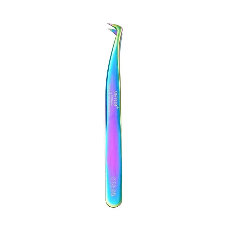 VETUS Original New MTS Series Silver Tweezers for Eyelash Extensions Stainless Steel Hyper Fine Tip Anti Static ESD Tweezers