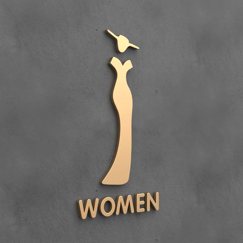Matte Black Gold Toilet Sign Plate Acrylic 3D Wash Room Door Wall Label Sticker Wc BathRoom Signage Board Art Hotel Home Decor