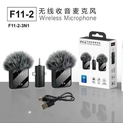 Hot selling new F11 3-in-1 F15 2-in-1 lavalier microphone 1-to-2 wireless lavalier microphone integrated microphone