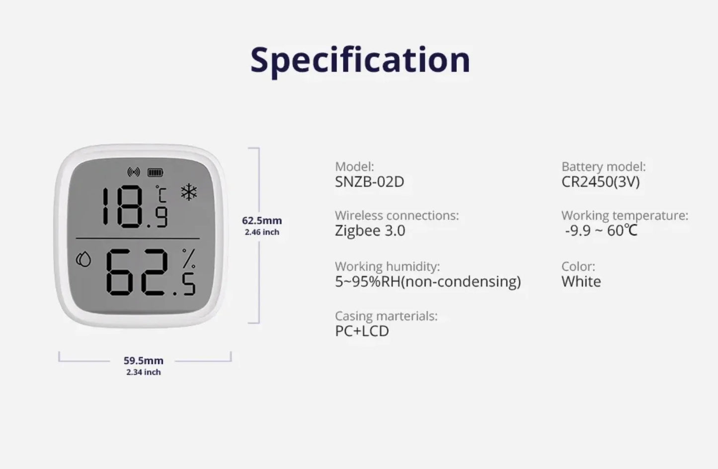 SONOFF SNZB-02D Zigbee Temperature Humidity Sensor SNZB 02D ZigBee Standard Compatible Smart Scene with ZBBrige-P Alexa