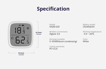 SONOFF SNZB-02D Zigbee Temperature Humidity Sensor SNZB 02D ZigBee Standard Compatible Smart Scene with ZBBrige-P Alexa