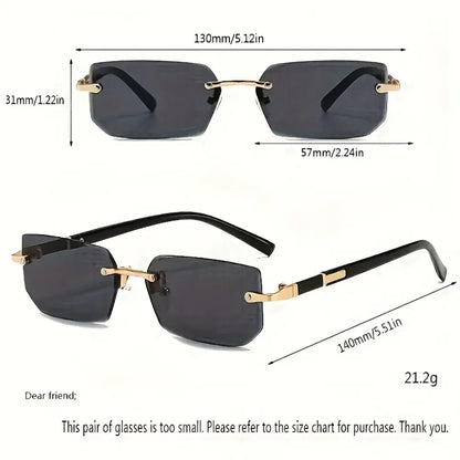 5PCS Rimless Sunglasses Rectangle Fashion Popular Women Men Shades Small Square Sun Glasses  For Female male Summer Traveling