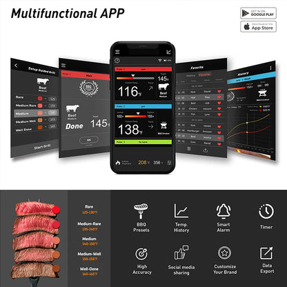 Wireless Bluetooth Meat Thermometer PID BBQ Fan Controller Temperature Control Probe for Smoker Kamado Oven