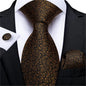 Fashion Men Tie Luxury Gold Black Dot Striped Paisley Silk Wedding Tie For Men DiBanGu Designer Hanky Cufflinks Gift Tie Set