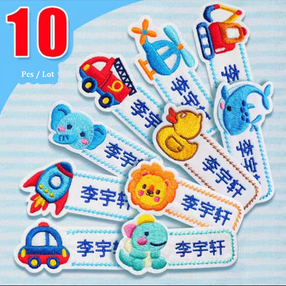 Customized Name Embroidery Stickers Sewing Tag For Kids Children Cloth Schoolbag Towel Washable Name Label