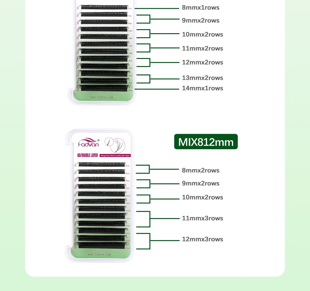 FADVAN 3D/4D/5D W Shaped Double Tips Eyelashes Extensions Natural Softlight Volume Fanning Lashes 0.07 Curl C D Black Eyelashes