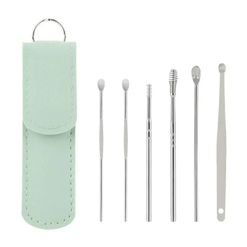 6Pcs Portable Stainless Steel Ear Spoon Cleaner Set Reusable Tools for Effective Earwax Removal
