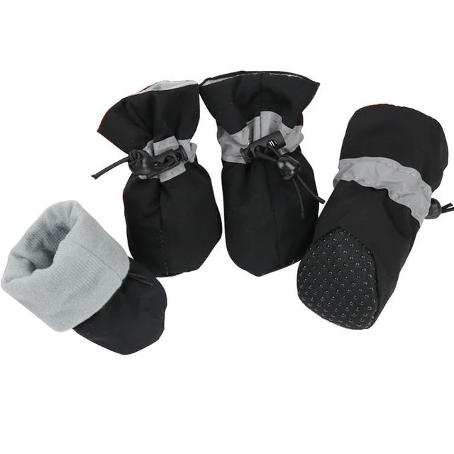 Dog Shoes 4pcs Waterproof Anti-Slip, Winter Warm Boots with Socks, Breathable Soft Pet Outdoor Accessories