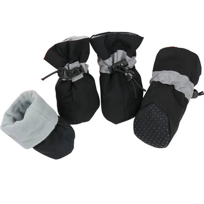 Dog Shoes 4pcs Waterproof Anti-Slip, Winter Warm Boots with Socks, Breathable Soft Pet Outdoor Accessories