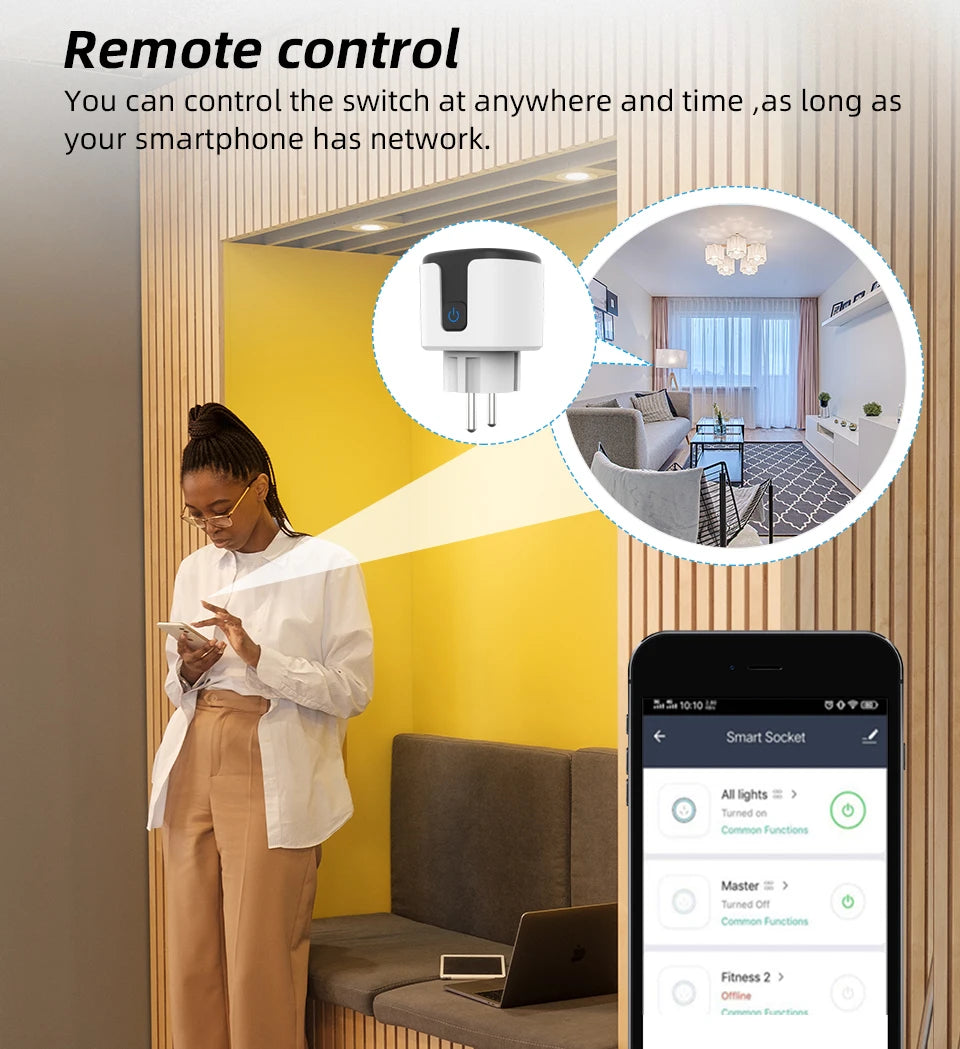 Tuya ZigBee Smart Socket Supporting Google/Alexa Voice Control| Requires Gateway| Remote Scheduling/Power Consumption Statistics