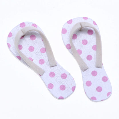 Dollhouse Miniauture Wooden SpringSummer Flip Flops Mini Shoes Casual Garden Figurines Wedding Beach Pool Party Hawaiian Sandal