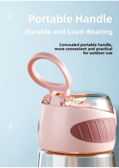 Portable Plastic Water Straw Cup Drop Proof with Scale Sippy Cup Leak-proof Food-Grade Silicone Water Bottle