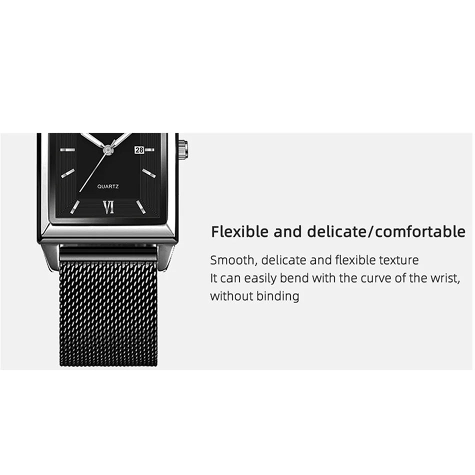 Men's Calendar Date Sport & Leisure Leather Clock 2023 Luxury Business Golden Stainless Steel Mesh Band Quartz Man Watches