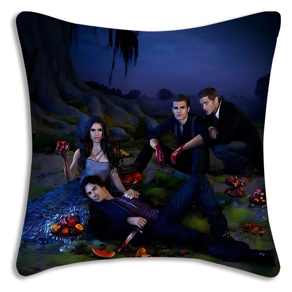 Hot American TV series Vampire Diaries Pillow Covers Sofa Decorative Home Double-sided Printing Short Plush Cute Cushion Cover