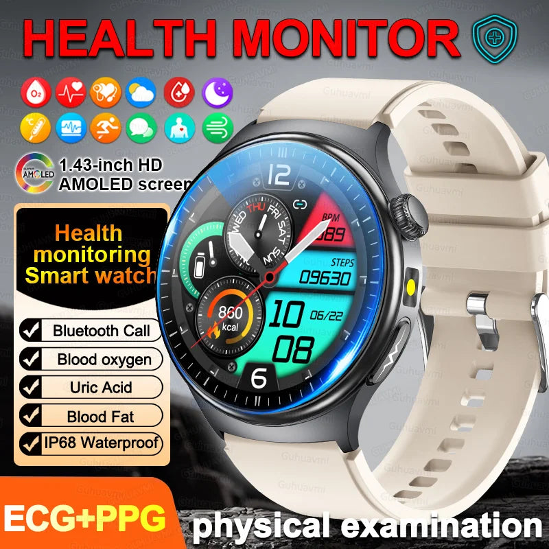 2026Nowość Zdrowie Sport EKG AI Diagnostyka Inteligentne Zegarki Męskie Tętno Ciśnienie Krwi IP68 Wodoodporne Smartwatche Dla Mężczyzn Kobiet