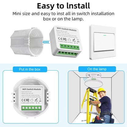 WIFI/ZigBee Smart Mini Smart Light Switch 2 Way Control Breaker Relay 16A Smart Life APP Voice Control For Tuya Alexa Google