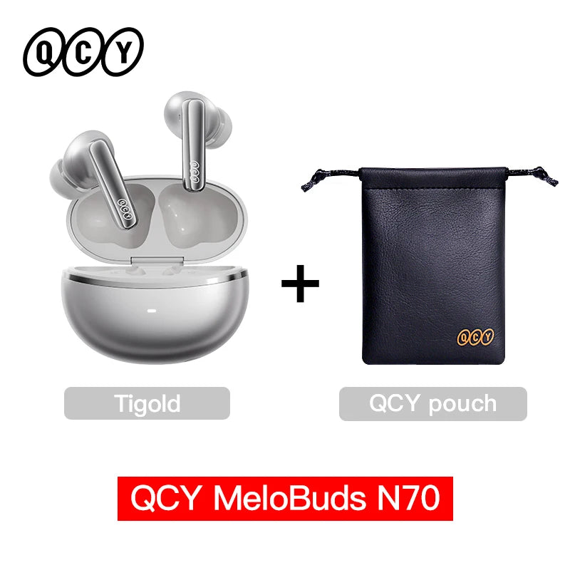 QCY MeloBuds N70 Adaptacyjne ANC Bezprzewodowe słuchawki douszne Bluetooth 6.0 LDAC Hi-Res Audio 6 mikrofonów Ładowanie bezprzewodowe Słuchawki 50 godzin IPX5