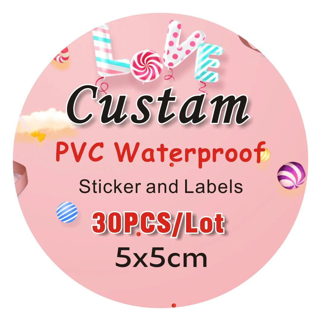 PVC Waterproof Stickers Custom Logo Wedding Birthday Gift Box Sticker Design Custom Size